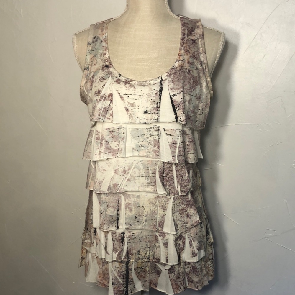 Cold water Creek Small 6-8  Ruffles all around Shirt Looks like Aspen Trees
